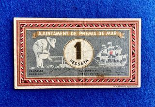 BILLETE LOCAL. PREMIÀ DE MAR 1937 * 1 PESETA