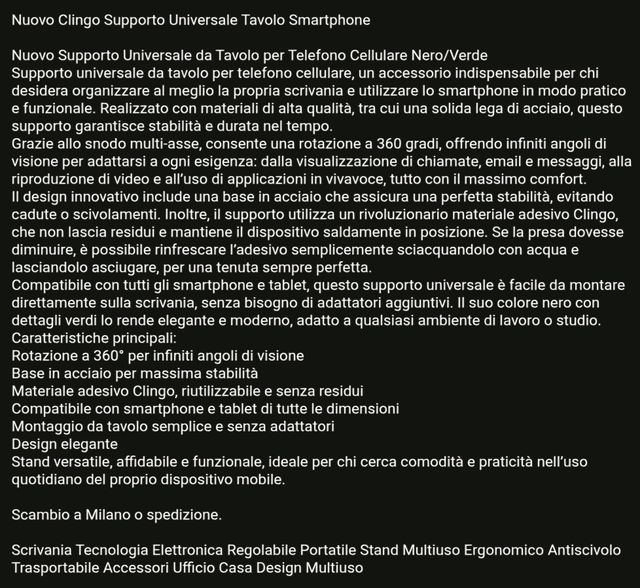 Nuovo Clingo Supporto Universale Tavolo Smartphone