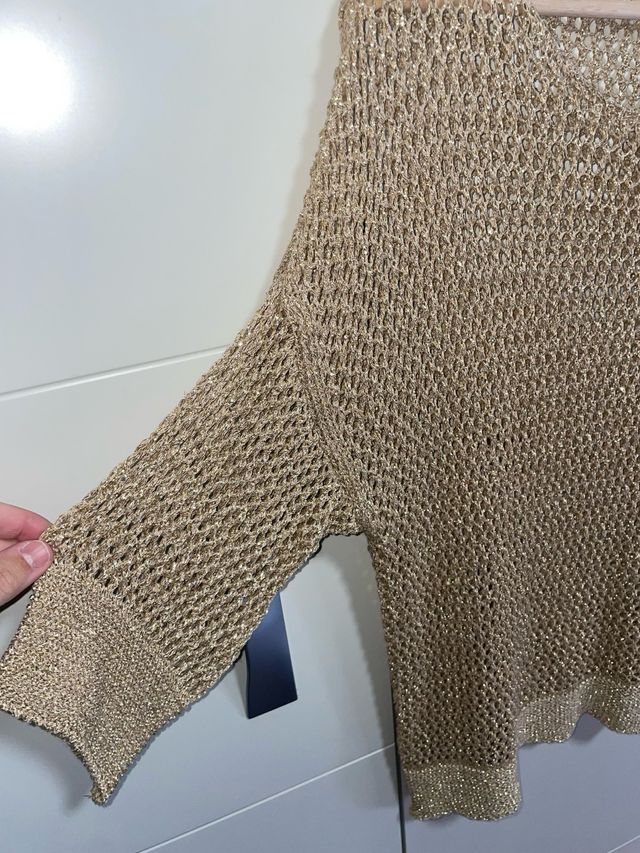 Suéter rejilla dorado talla única