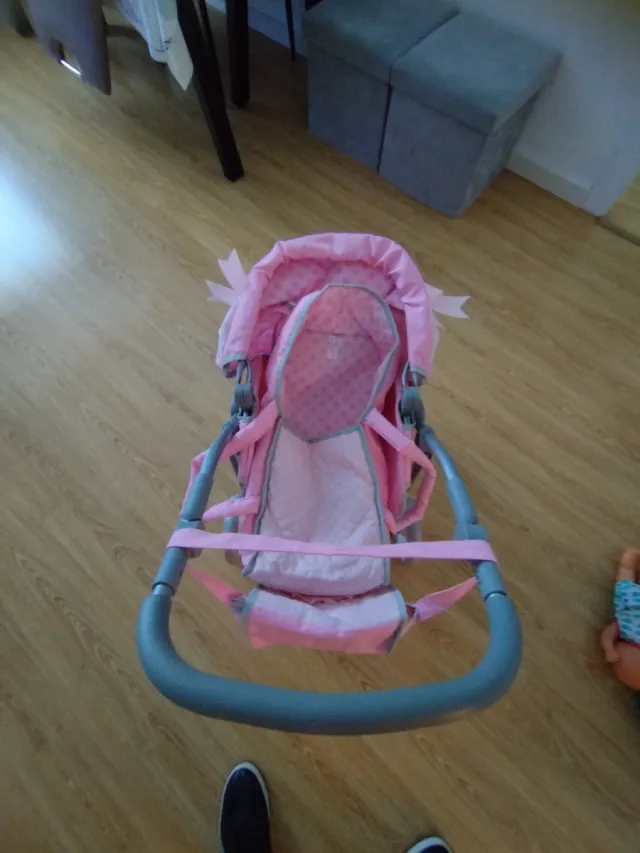 Carrito de paseo para muñecas rosa