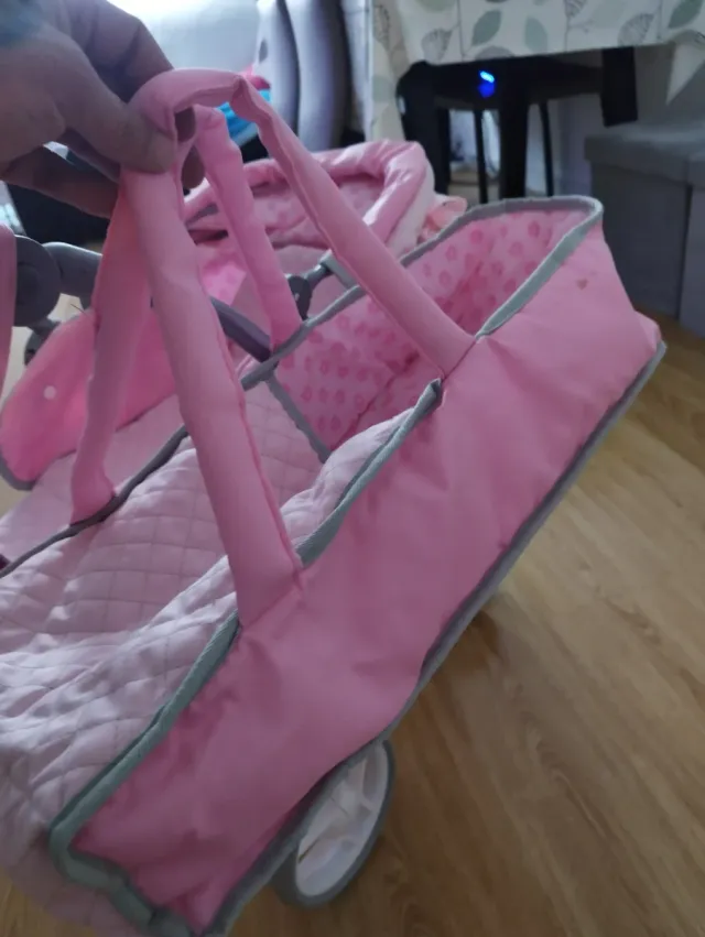 Carrito de paseo para muñecas rosa