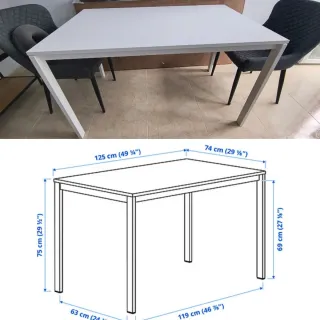 Mesa de comedor blanca 125x75 cm