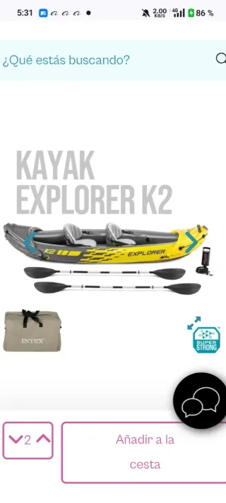 Kayak Intex Explorer K2 inflable 2 personas