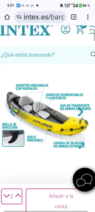Kayak Intex Explorer K2 inflable 2 personas