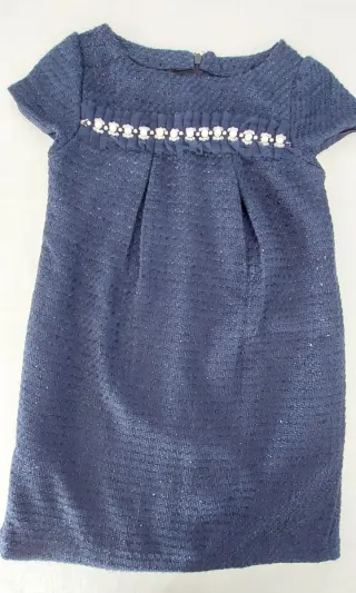 Vestito blu bambina con perle