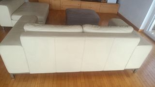 Divano angolare in pelle beige in 2 moduli