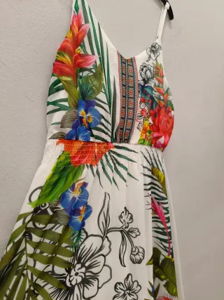 Vestito lungo bianco floreale in velo Taglia M