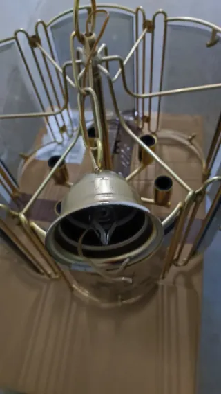 Lámpara Vintage Hexagonal Cristal y Latón