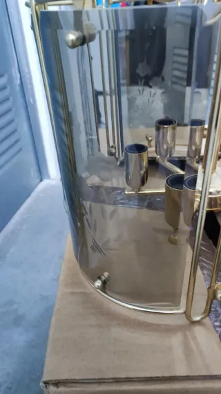 Lámpara Vintage Hexagonal Cristal y Latón