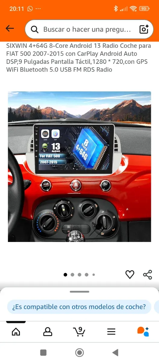 Radio Coche Android 13 FIAT 500 2007-2015