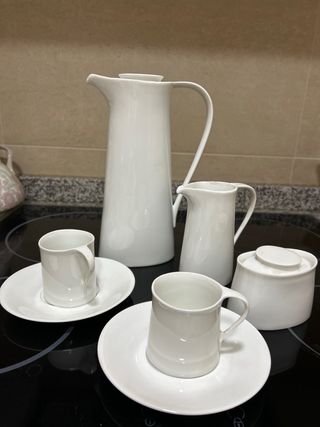 Juego de café porcelana blanca