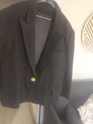 Chaqueta Negra con Textura estilo Vintage T44 Nuev