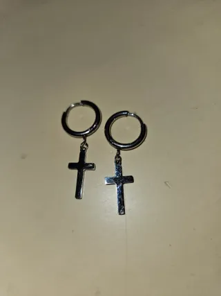 Pendientes Aro Cruz Plata