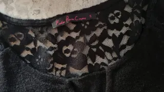 Vestido Negro con Estampado Étnico Talla S