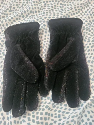 Guantes de chica negros con brillos