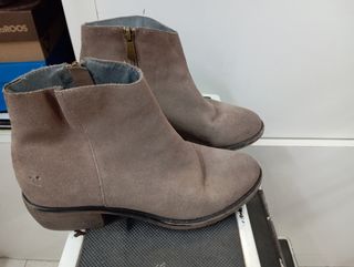 Botines beige/gris ante