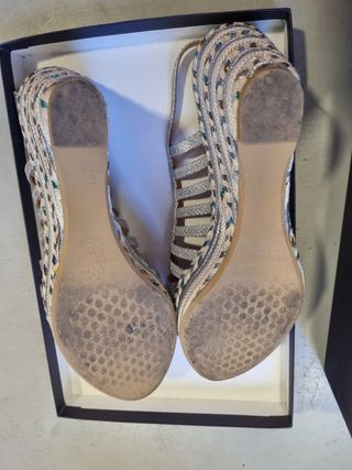 Sandalias cuña SOM-MITS plateadas