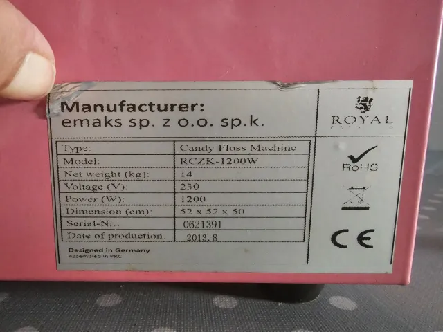 Máquina Algodón Azúcar Profesional Rosa