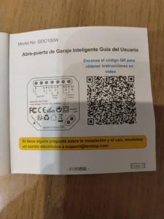 Abrepuertas LoraTap para garaje