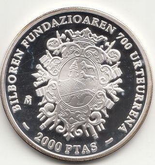 Juan Carlos I 2000 Pesetas Plata / BILBAO