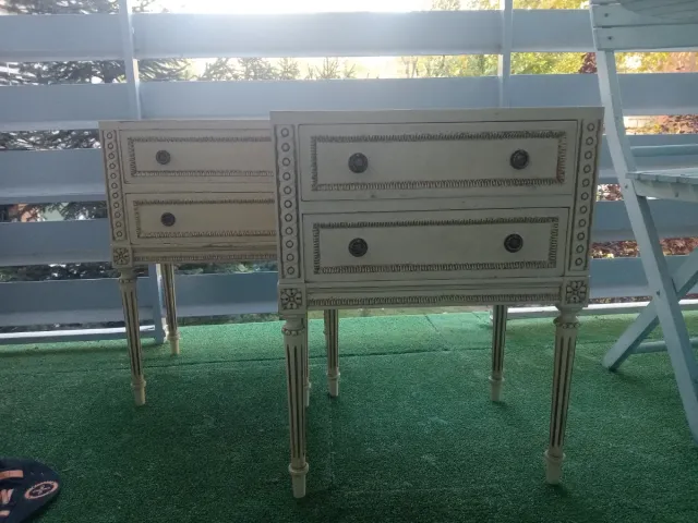 2 Mesitas de Noche Madera Beige