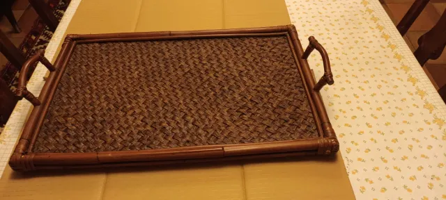 Bandeja Vintage Bambú y Ratán