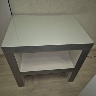 Mesa auxiliar blanca y gris 83x61cm