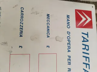 Targa Officina Citroen Vintage Tariffe