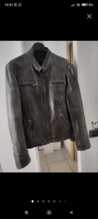 Chaqueta de cuero gris hombre de Real Leather