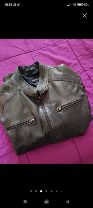 Chaqueta de cuero gris hombre de Real Leather