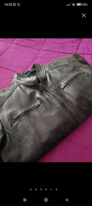 Chaqueta de cuero gris hombre de Real Leather