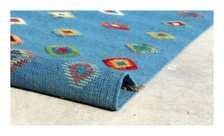Tappeto Kilim Blu Multicolore in Lana 199x160 CM