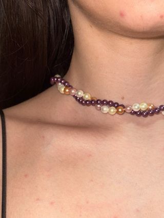 Collana choker perle vere intrecciate
