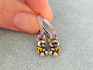 Pendientes aro oso plata de ley