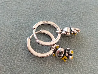 Pendientes aro oso plata de ley