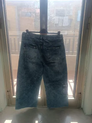 Jeans Cargo Uomo Blu Lavaggio Acido