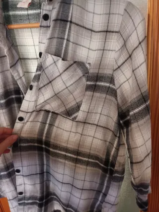 Camisa de cuadros gris y negra Talla XS