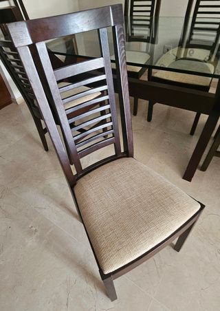 Conjunto Mesa Cristal y 6 Sillas Comedor