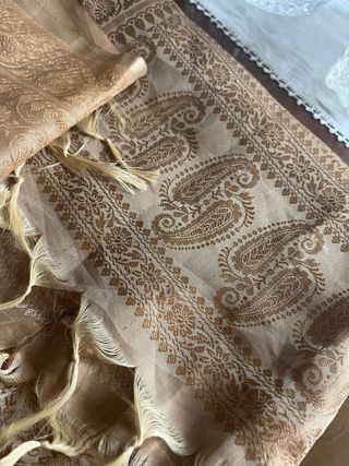 Pashmina Seda India Beige/Dorado