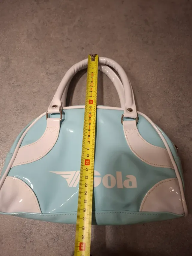 Borsa Gola in vernice bianca e azzurra nuova