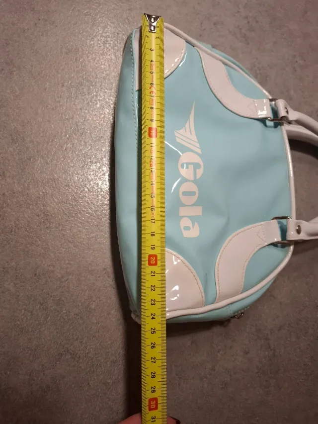 Borsa Gola in vernice bianca e azzurra nuova
