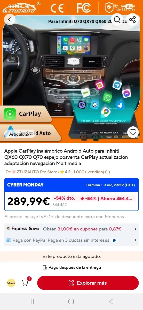 Modulo CarPlay Infinity QX60/QX70 Nissan