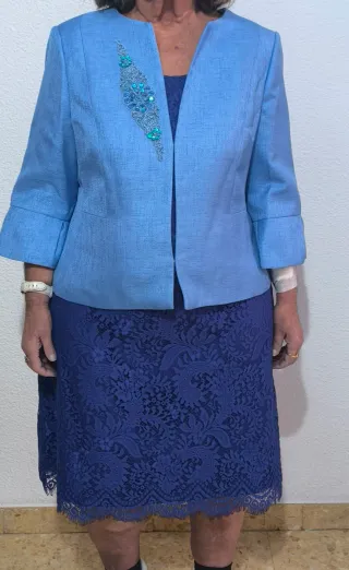 Conjunto Vestido y Chaqueta Fiesta Azul