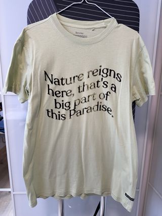 Camiseta Bershka S Verde Estampada