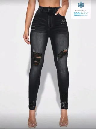 Pantalón vaquero desgarrado negro/gris