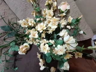 Fiori artificiali seta beige e rosa