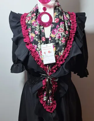 Conjunto Rociero Talla Grande Negro Multicolor