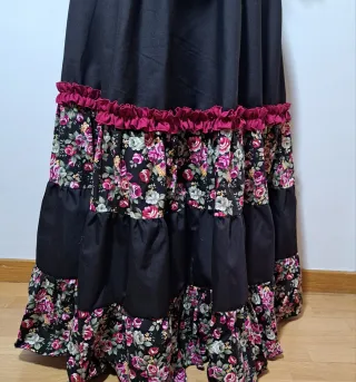 Conjunto Rociero Talla Grande Negro Multicolor