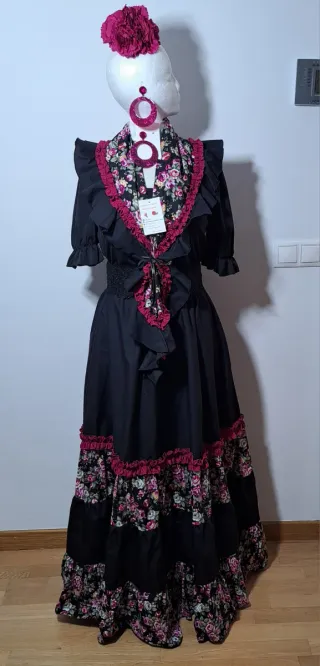 Conjunto Rociero Talla Grande Negro Multicolor