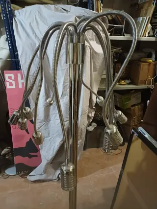 Lámpara de pie 12 brazos metal plateado articulado